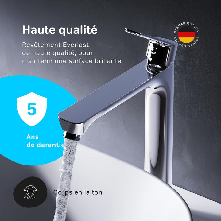 AM.PM Hit Waschtischarmatur mit Einhebelmischer, SoftMotion Keramikkartusche 30mm, Neoperl Aerator,