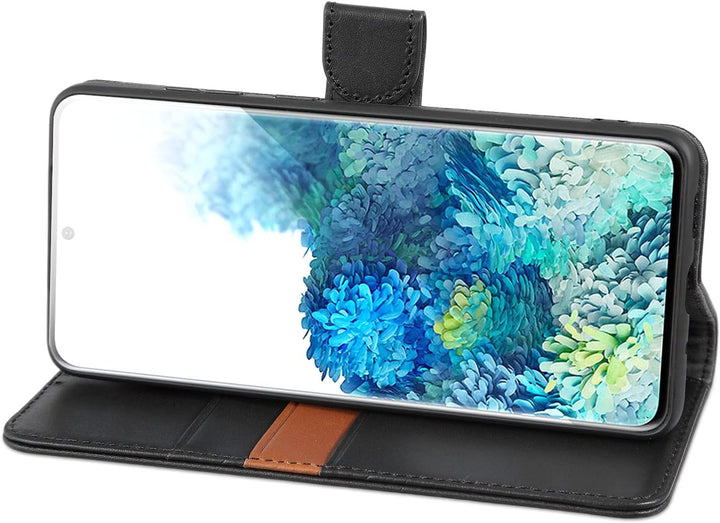 LENSUN Echtleder Hülle für Samsung Galaxy S20 Plus, Handyhülle [Echtes Leder] [Magnetverschluss] [RF