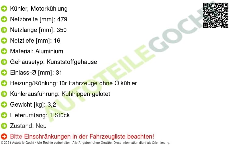VALEO Kühler Motorkühlung 735445