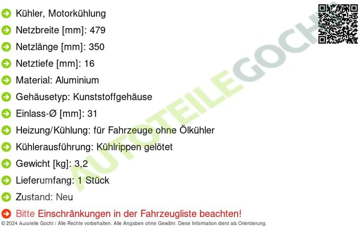 VALEO Kühler Motorkühlung 735445