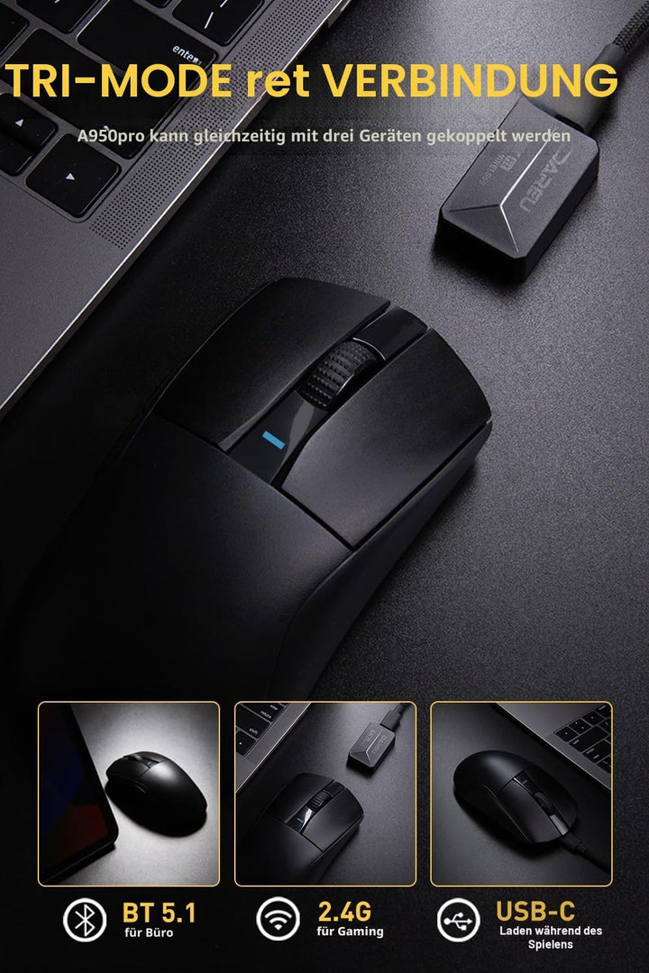 DAREU A950pro 4K Wireless Gaming Mouse: 55 g Ultraleicht, 4 kHz Abtastrate, Optischer Sensor PAW3395