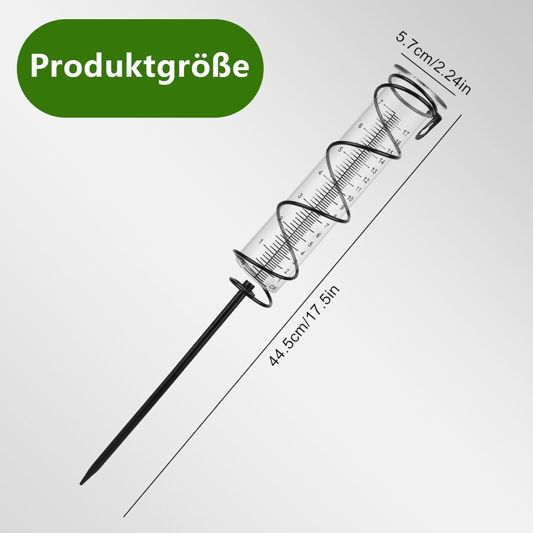 17cm Regenmesser für Garten Frostsicher - Outdoor Regenmesser Glas Regenwassermesser Niederschlagsme