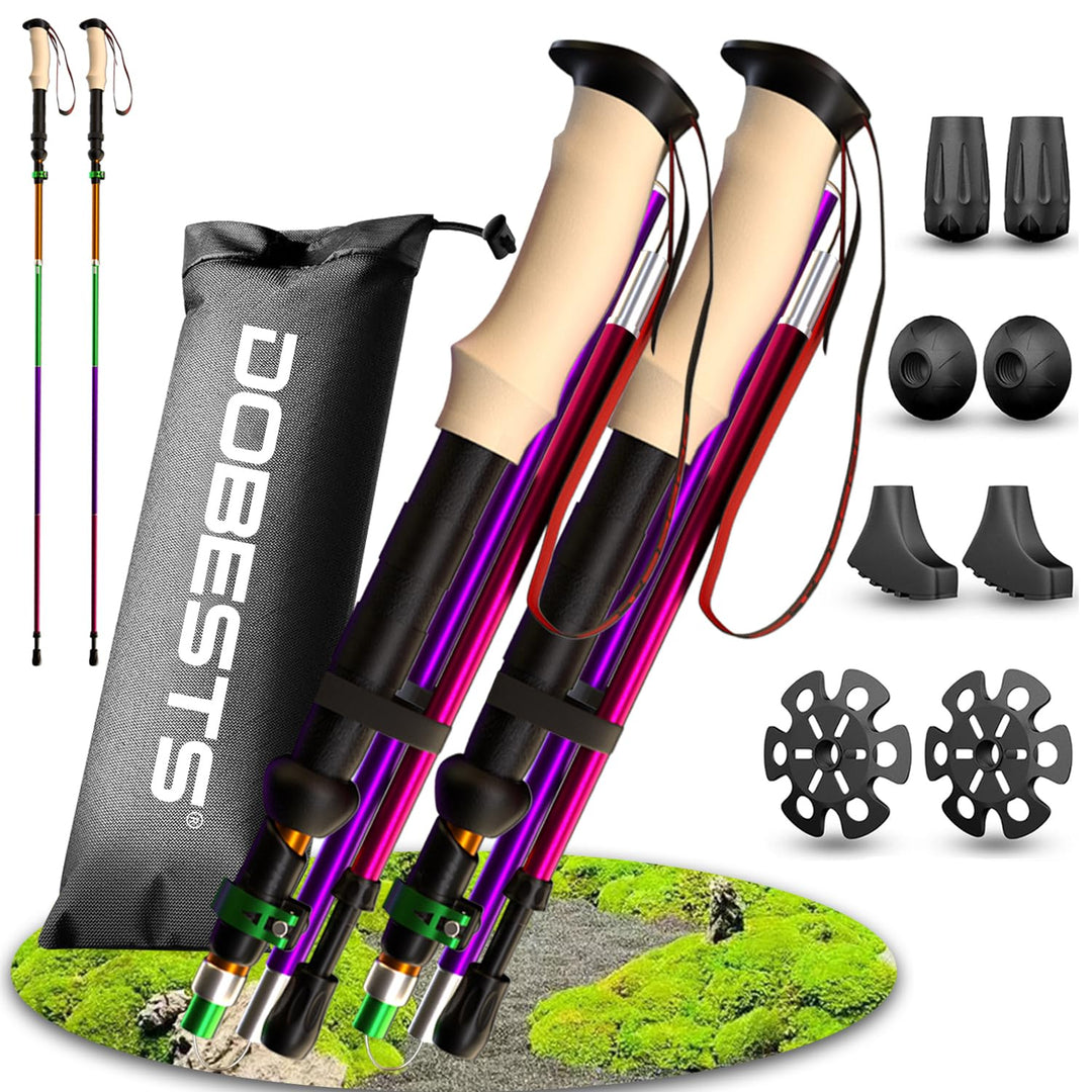 DOBESTS Wanderstöcke, Nordic Walking Stöcke Aluminium & Carbon, mit extra Gummipuffer und Tragebeute