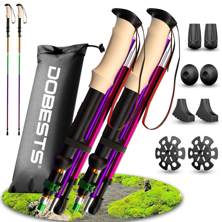 DOBESTS Wanderstöcke, Nordic Walking Stöcke Aluminium & Carbon, mit extra Gummipuffer und Tragebeute