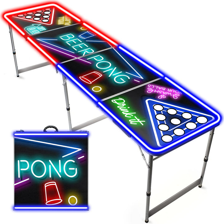 Beer Pong Offizieller Spotlightholes Tisch mit Löchern | Neonlicht | Premium Qualität | Offizielle W