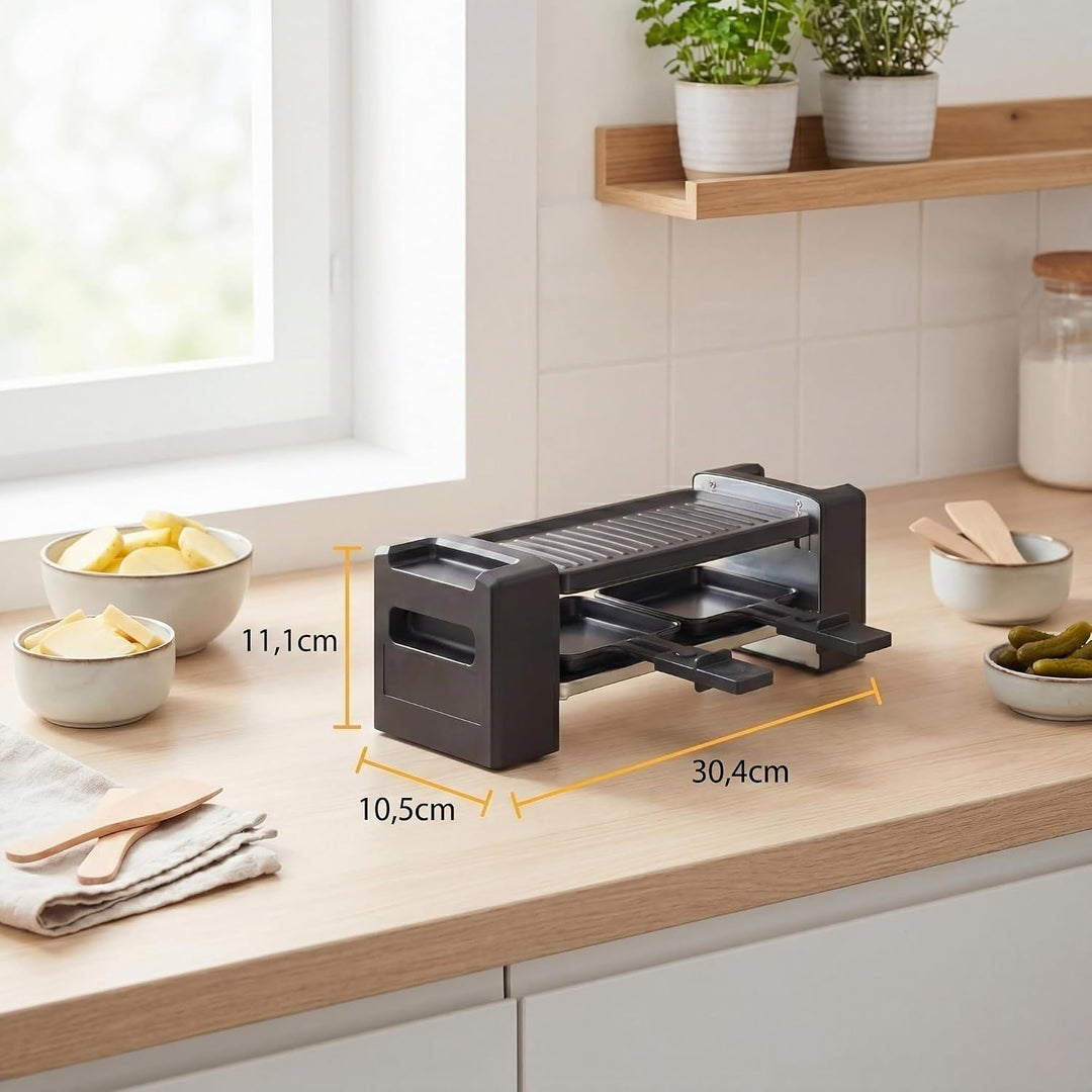 Tristar Raclette-Mini-Grill, 400 W, Für 2 Personen, Kompaktes Design Mit Antihaftoberfläche, Gleichm