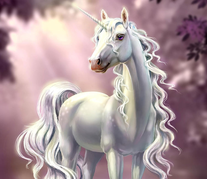 Pink äugiges Einhorn im rosa Märchenwald Herdabdeckplatte & Spritzschutz aus Echtglas | Für Herd-Koc