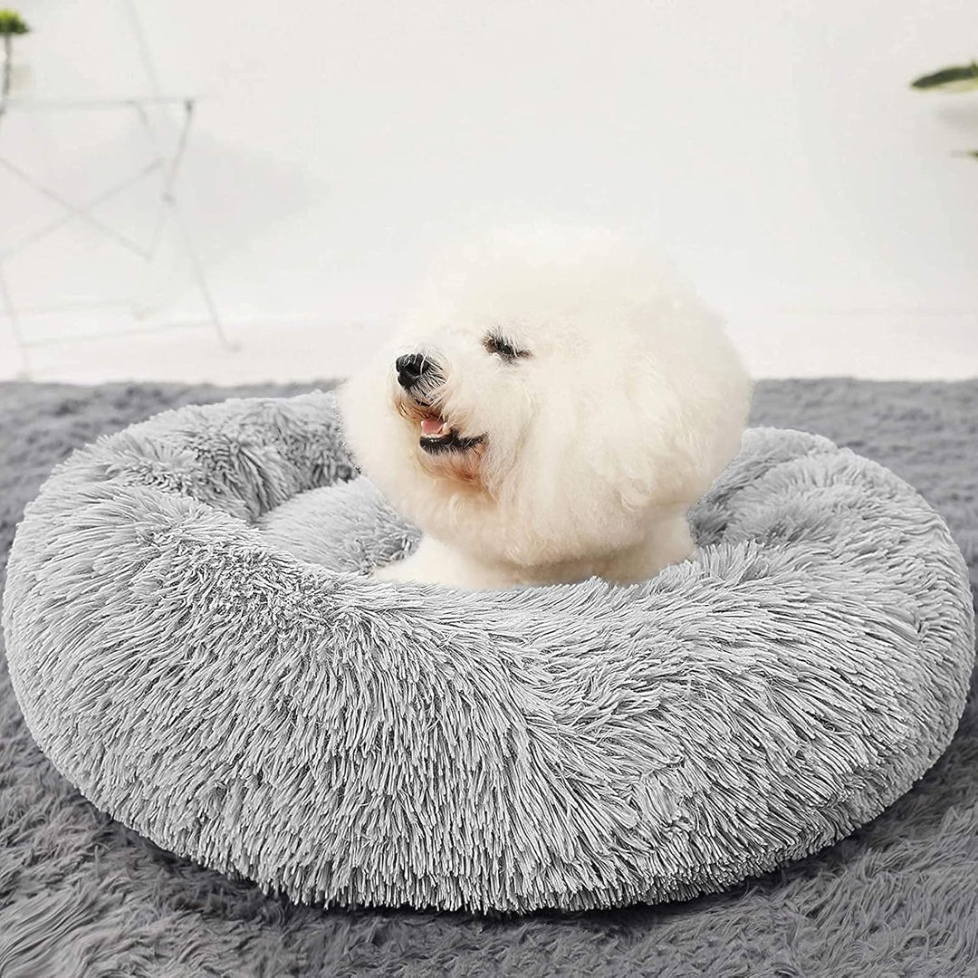 HACHIKITTY Hundebett, beruhigendes Donut-Kuschelbett, für mittelgrosse Hunde, flauschig, beruhigende