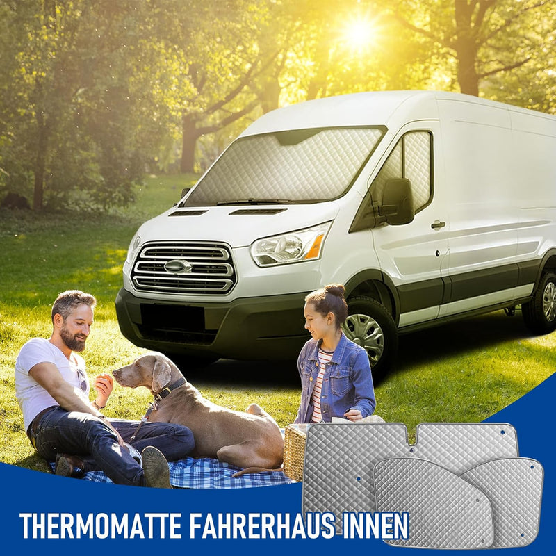 MaxEarn 3 STK Thermomatte Fahrerhaus Innen für Transit Van MK8 2014-2023, Wasserdicht Sonnenschutz A