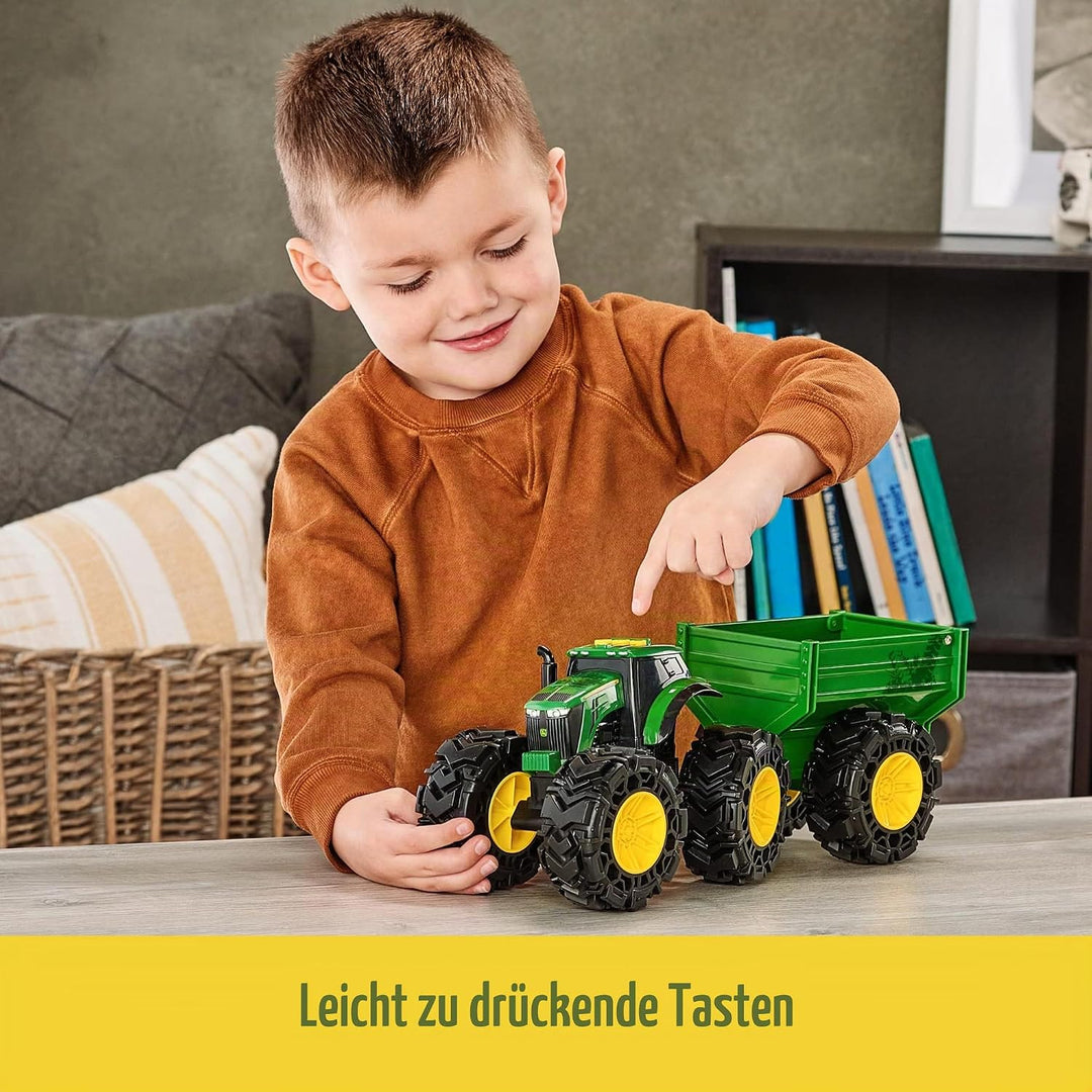 Tomy 47353 John Deere Treads Traktor Wagon, Monster Truck Spielzeug Rädern, Grünes Kinderspielzeug,