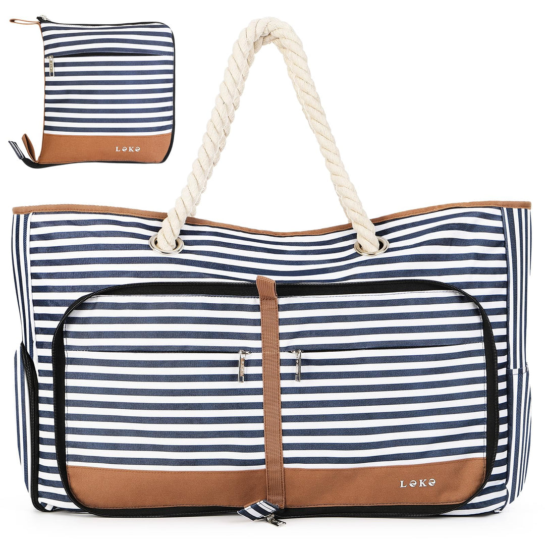 Lekespring Strandtasche Damen Gross mit Reissverschluss, Vielseitiger Damen Shopper Badetasche Sauna