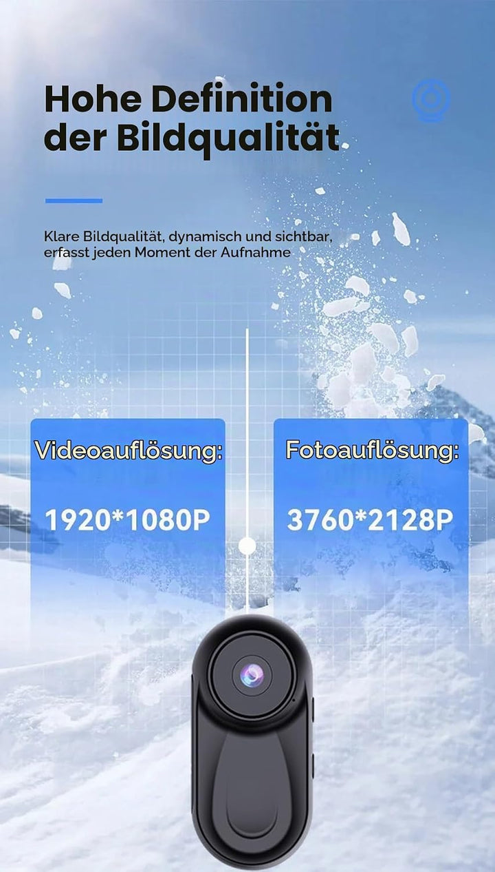 Zeerkeer Magnetische Mini Körperkamera, 64GB TF-Karte, 120°-Weitwinkel, 1080P Action Kamera mit 360°