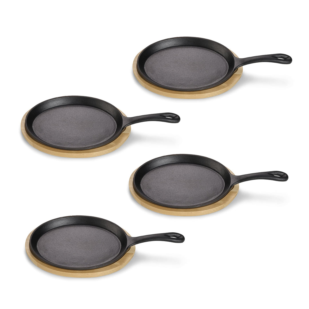 ECHTWERK Servierpfanne aus Gusseisen, Mini Pfännchen mit Servierbrett, Kleine Grillpfanne, Bereits e