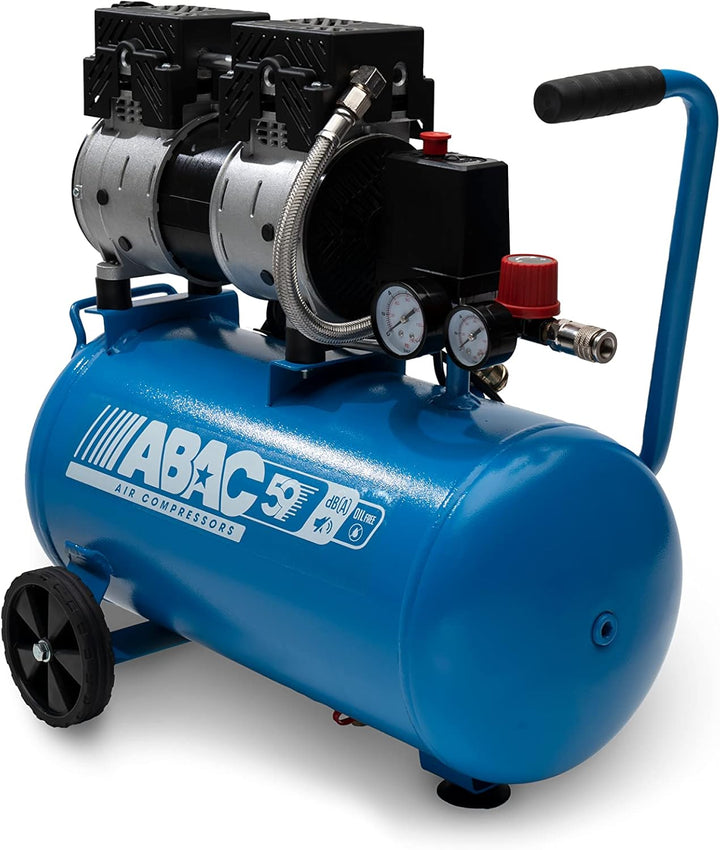 ABAC Geräuscharmer Luftkompressor EASE-AIR 24, Ölfreier Luftkompressor, Maximaler Druck 8 Bar, Leist