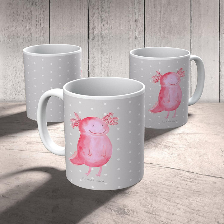 Mr. & Mrs. Panda Kindertasse Axolotl Glücklich - Geschenk, Lurche, gut Gelaunt, Trinklernbecher, Sch
