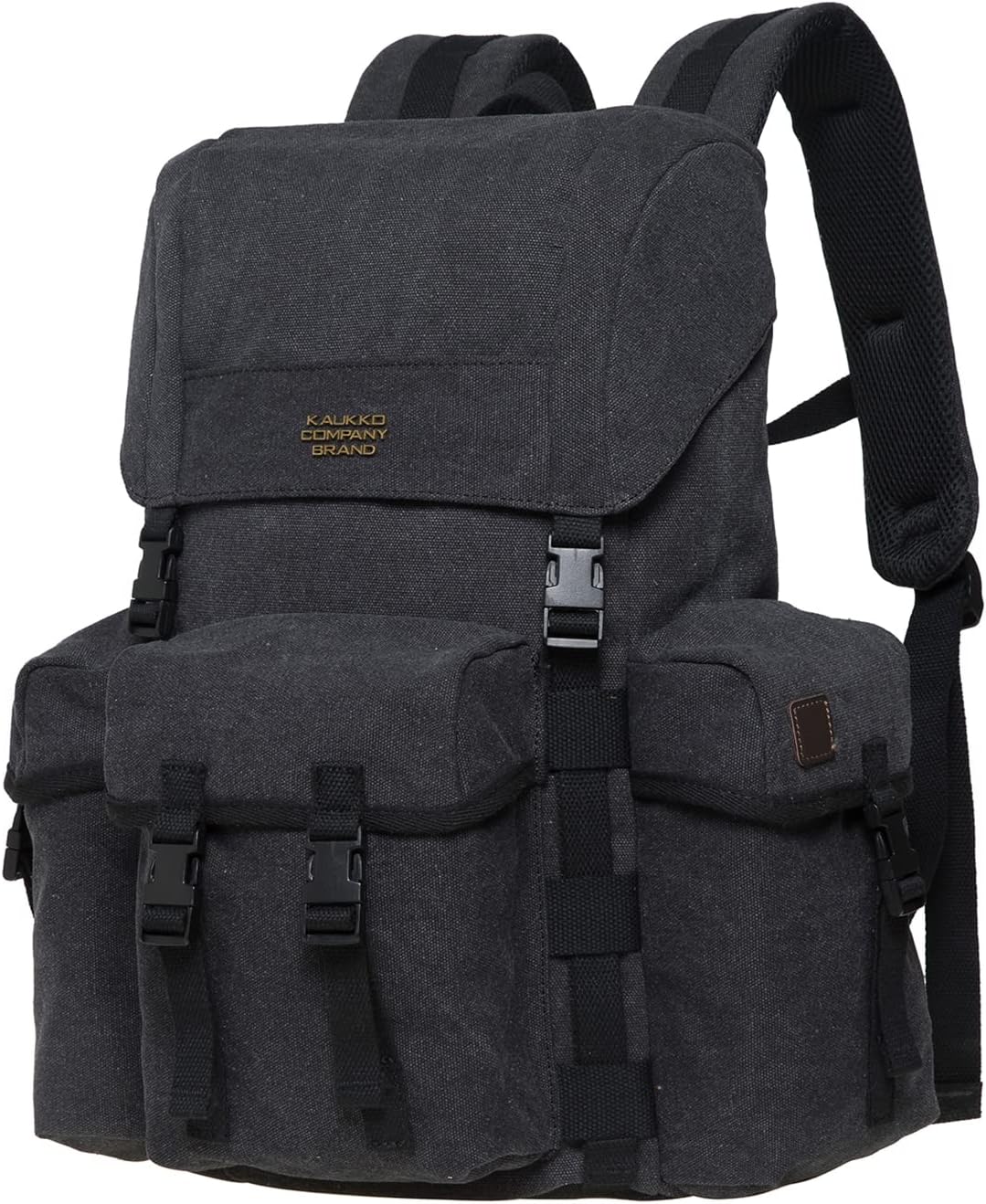 KAUKKO Canvas Retro Rucksack Damen Herren, Vintage Jagdrucksack Wanderrucksack mit 14 Zoll Laptopfac
