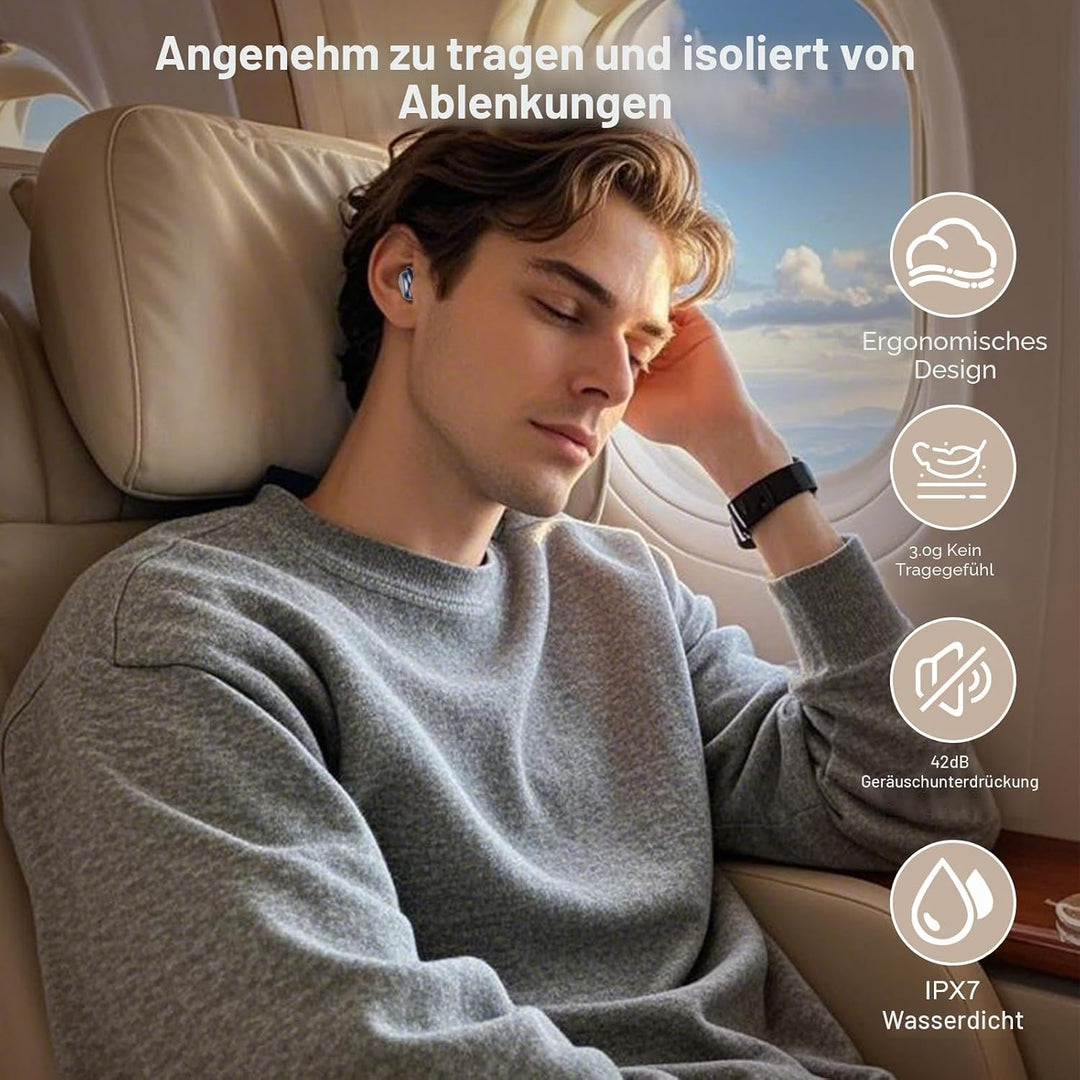Bluetooth Kopfhörer, Bluetooth 5.4 Schlafkopfhörer In Ear mit Touchscreen, 48H Spielzeit Mini Kopfhö