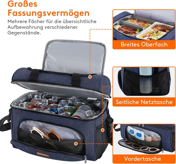 Lifewit grosse Kühltasche für 32 Dosen, isolierte Lunch-Tasche, leichte, tragbare Kühltasche, doppel