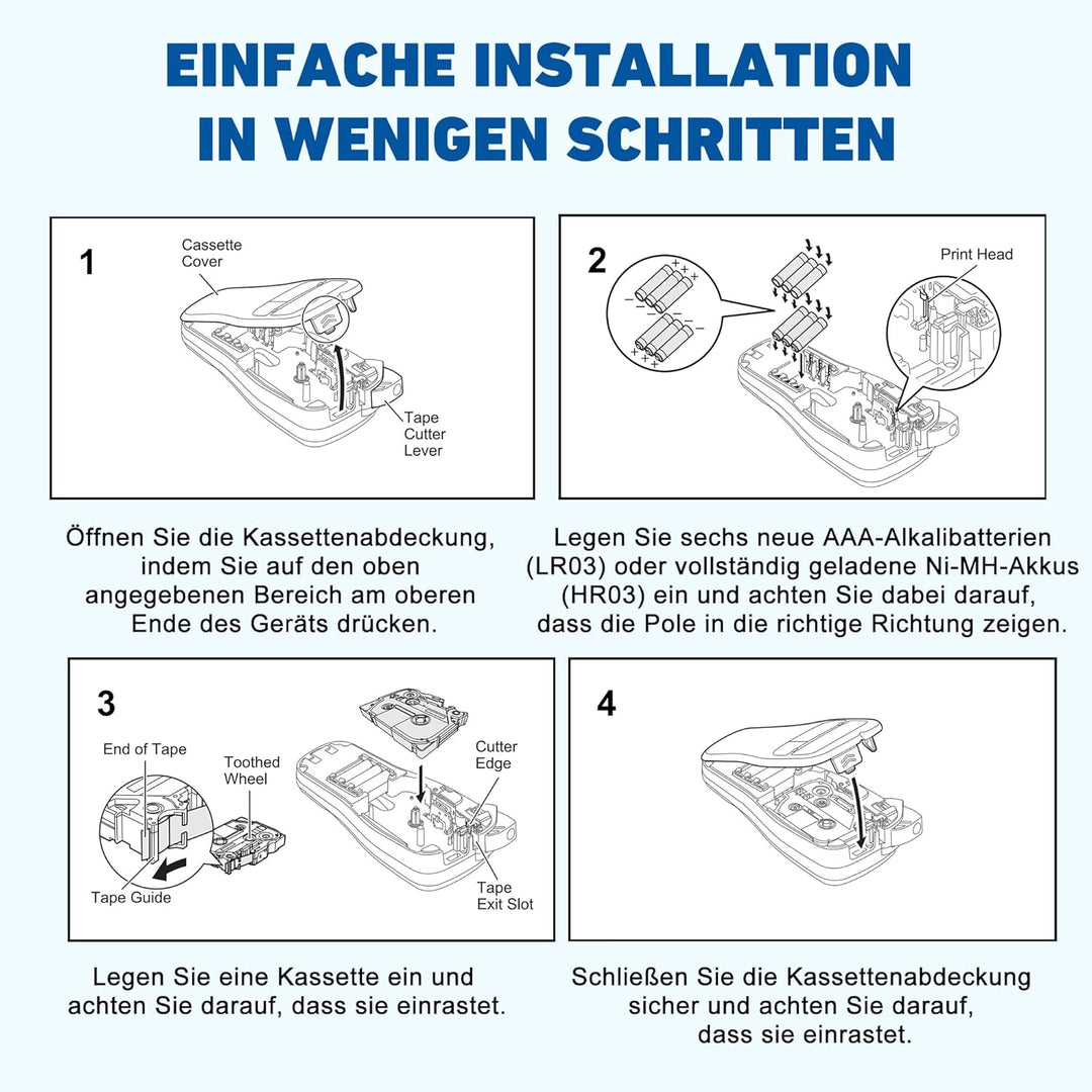 6x Hehua Kompatibel mit Brother P Touch Schriftband 12mm TZe131 TZe-231 TZe335, TZ Tape cassette 12m