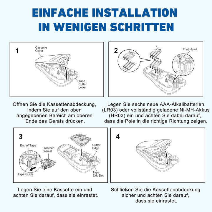 6x Hehua Kompatibel mit Brother P Touch Schriftband 12mm TZe131 TZe-231 TZe335, TZ Tape cassette 12m
