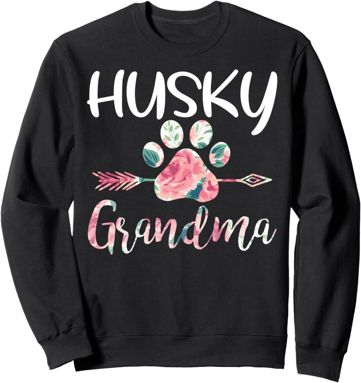 Cute Husky Grandma Siberian Husky Lover Costume Dog Paw Sweatshirt