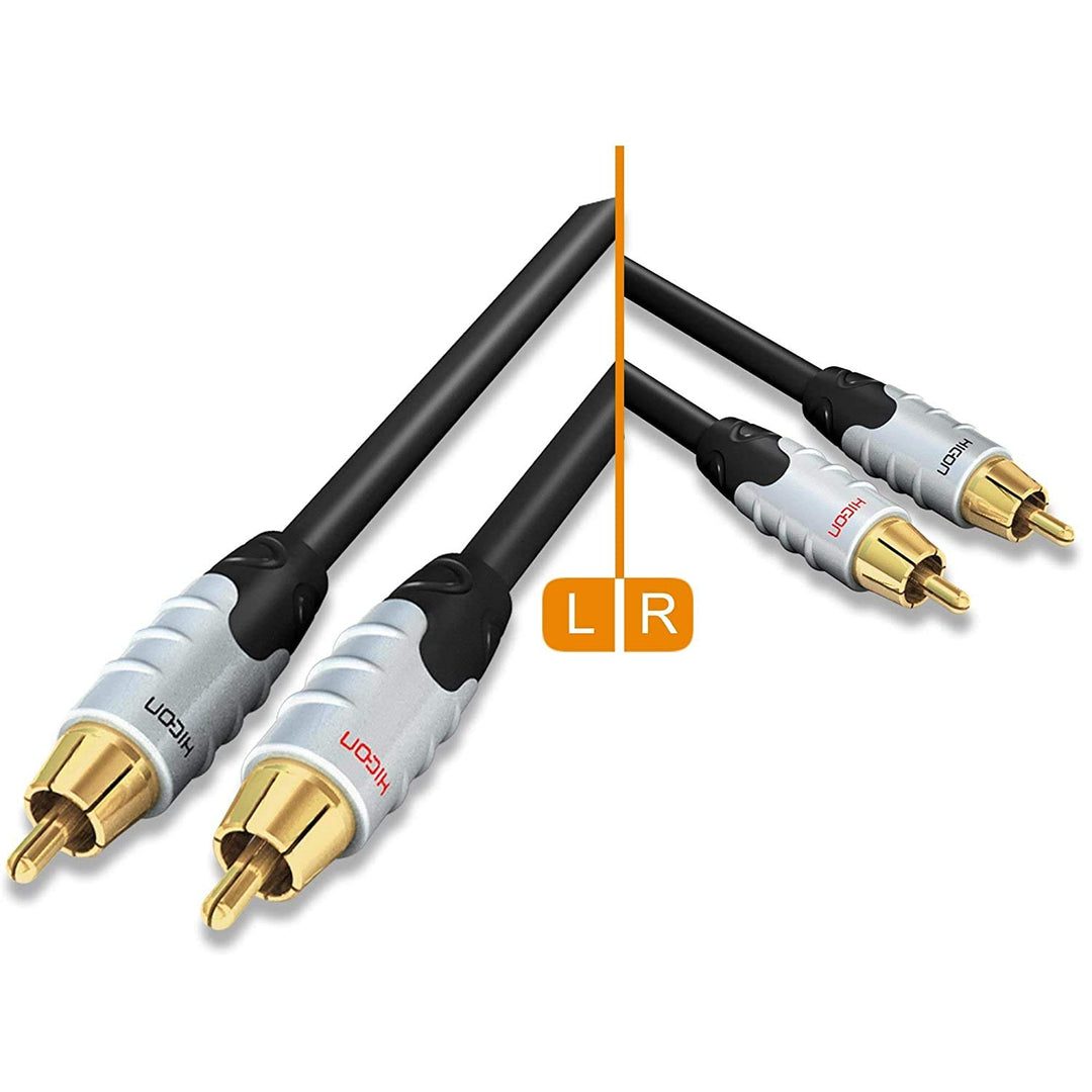 Hicon Ambience 3m Stereo Audio RCA Cinch Kabel OFC 3-fach geschirmt für Stereoanlagen Verstärker und