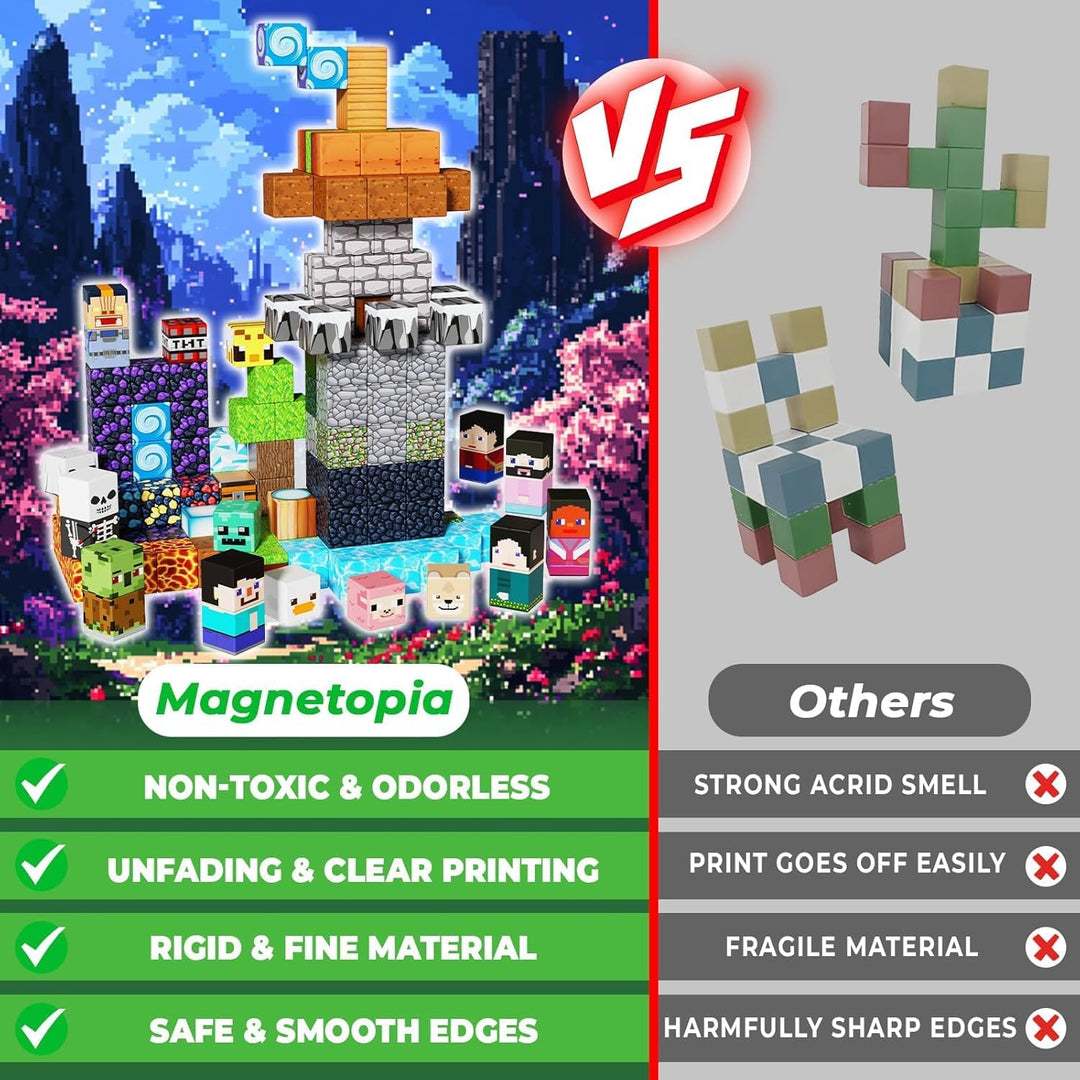 Magnetische Bausteine 150 Teile »Block-Abenteuer« – Inspiriert vom Kult-Film! Magnetbausteine mit Sk