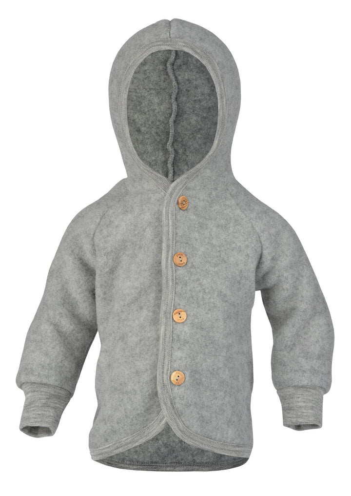 Engel Baby Jacke mit Kapuze Wollfleece 50-56 Hellgrau Melange, 50-56 Hellgrau Melange