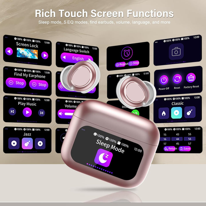 Bluetooth Kopfhörer, Bluetooth 5.4 Schlafkopfhörer In Ear mit Touchscreen, 48H Spielzeit Mini Kopfhö