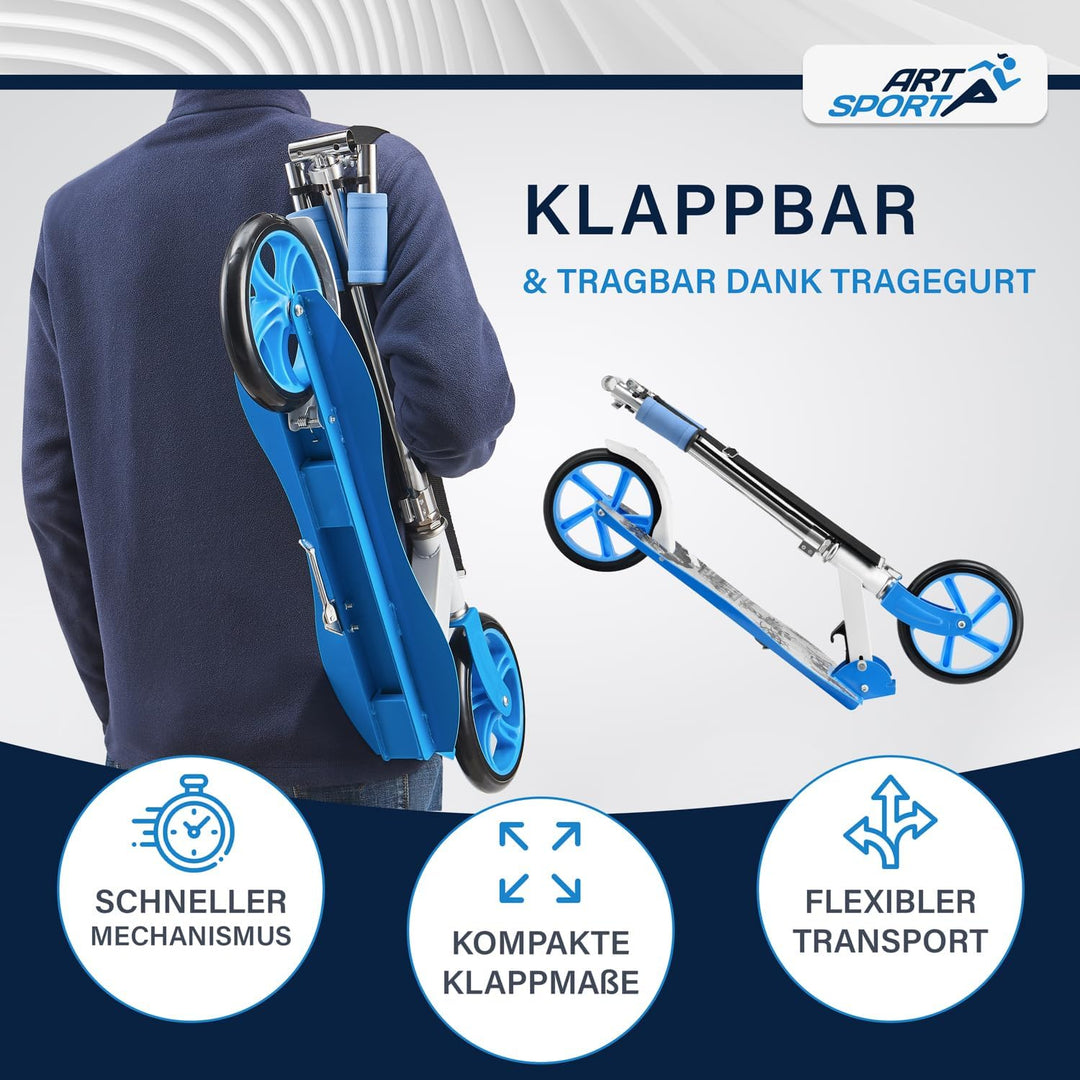 ArtSport Cityroller Scooter mit Big Wheel Räder & Tragegurt - Für Kinder ab 3 Jahren - 4 Designs 88