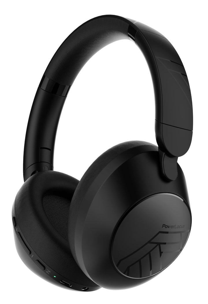 PowerLocus Bluetooth Kopfhörer Over Ear, Active Noise Cancelling Kopfhörer mit Mikrofon, 70std Spiel