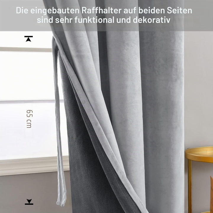 JIUZHEN Verdunklungsvorhang aus Samt,2er Set weiche blickdichte Gardinen mit Ösen für Schlafzimmer,1