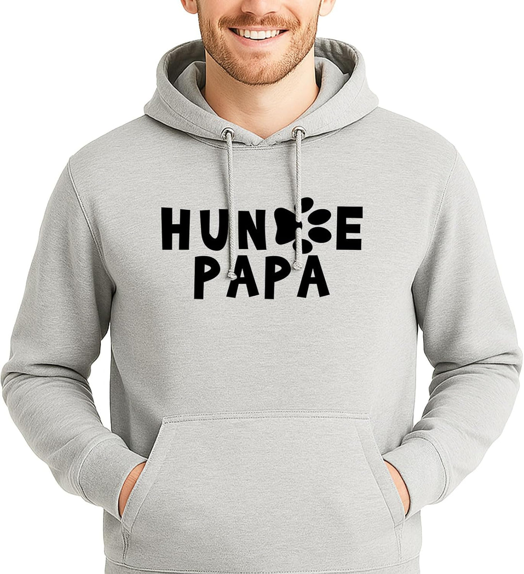 huuraa Unisex Hoodie Hundepapa Tapse Pullover Vegan Grösse 3XL Heather Grey mit Motiv für alle Hunde