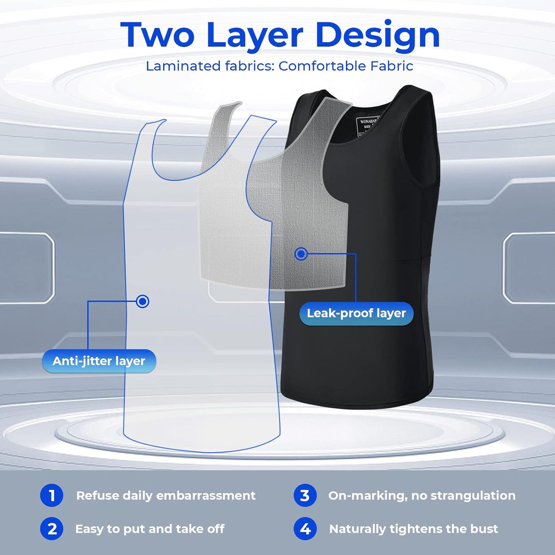 Wonababi Brustbinder, Binder Trans mit Ultraflachem Tank Top FTM Binder für Gynäkomastie Kompression