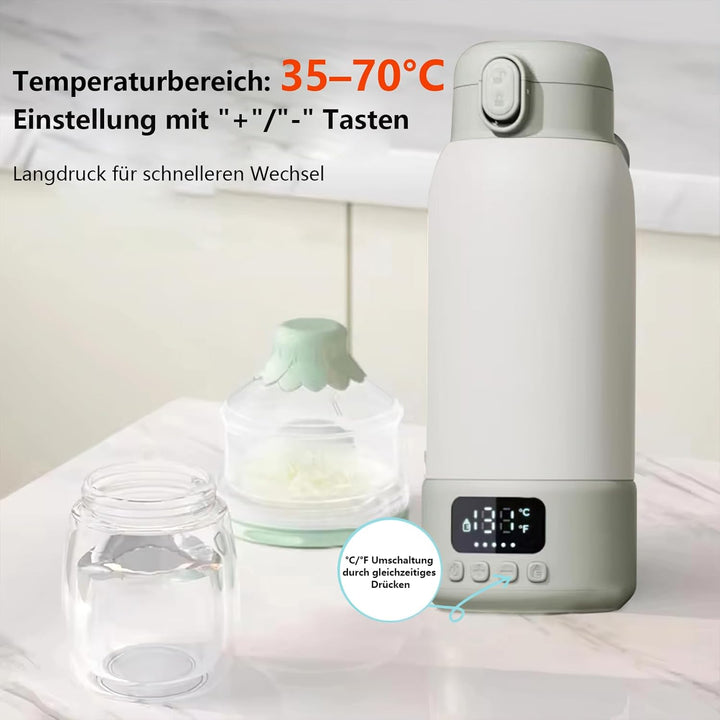 Tragbarer Flaschenwärmer Baby für unterwegs,500ml Kapazität,100W Schnellwärmung,24-Stunden-Konstantt