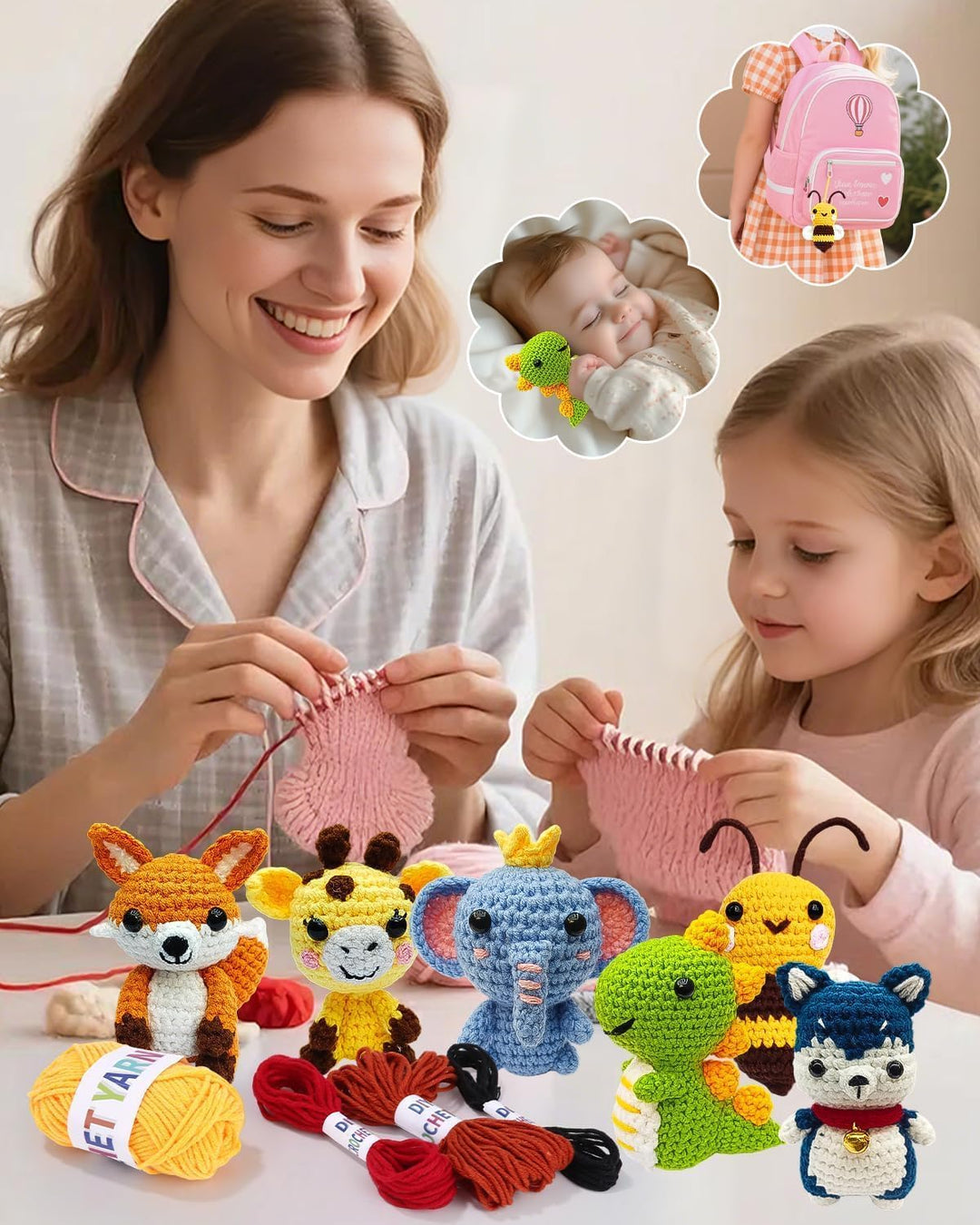 Mixara 6 Häkelset für Anfänger,Stricken für Anfänger Set, Häkelset Kinder, Häkelset Kinder für Anfän