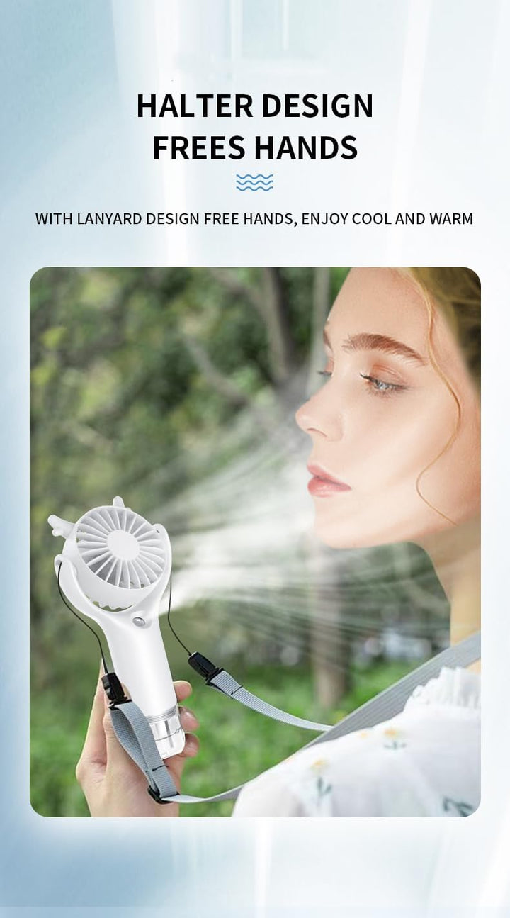 Mini Handventilator mit Feuchtigkeitsfunktion, Tragbarer Taschenventilator USB-C Wiederaufladbarer,