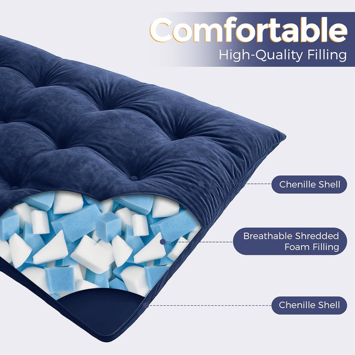 MAXYOYO Futon Matratze, Chenille-Stoff, 15cm Dick Bodenmatratze Verwendbar als Schlafsofa, Geknöpft