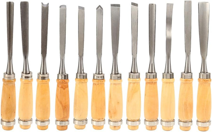 12PCS Holzschnitzwerkzeug, Holzschnitzerei Handmeissel-Set Holzmeisselset Tranchiermesser Holzschnit