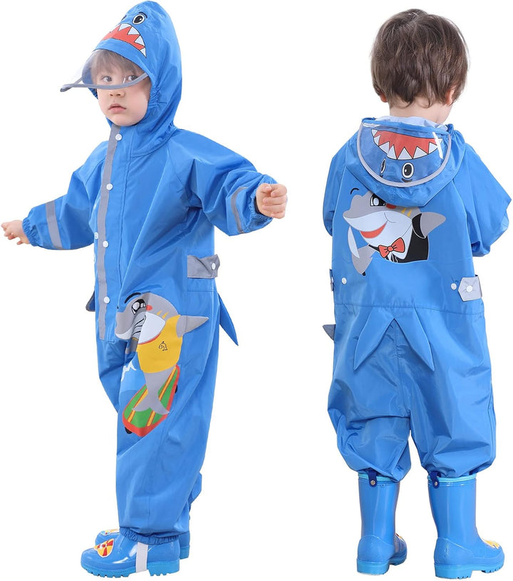 Kinder Regenanzug - Jungen Mädchen Regenmantel Wasserdichter Regenponcho Niedlicher Cartoon-Muster R
