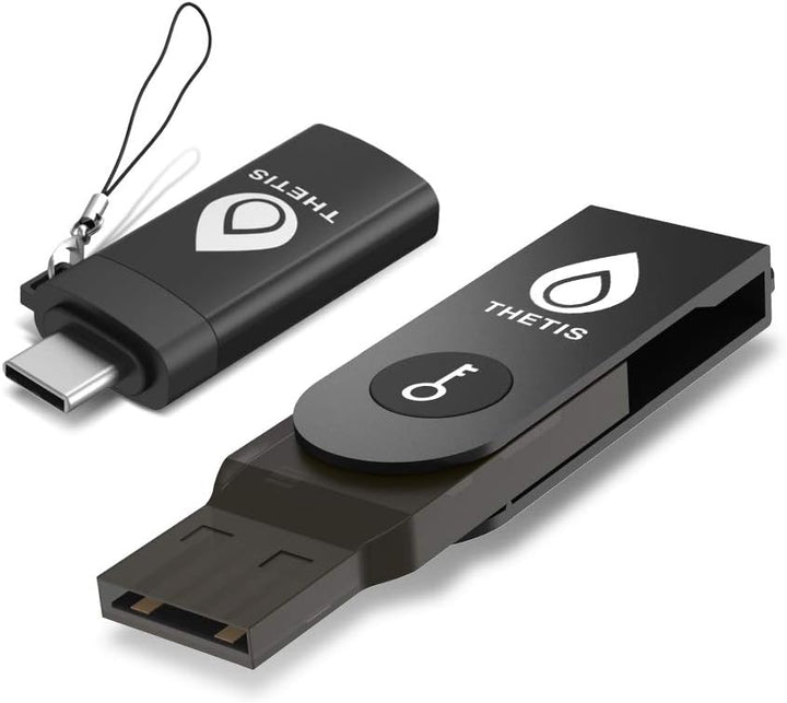 Thetis Fido U2F Sicherheitsschlüssel mit Typ-C-Adapter Zwei-Faktor-Authentifizierung Extra Schutz un