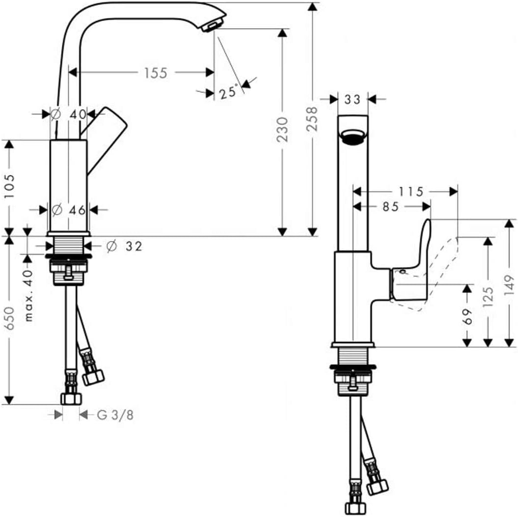 hansgrohe Wasserhahn Metris(Armatur mit Auslauf Höhe 230mm ohne Ablaufgarnitur) Chrom Chrom Auslaufh