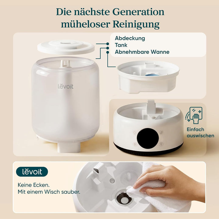 Levoit Smart Luftbefeuchter Schlafzimmer, 4,2 L Top-Fill, Kühler Nebel | leicht zu reinigen, 21 dB H