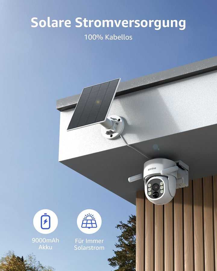 ANNKE 2er-Set 2.5K Überwachungskamera Aussen Solar Kein ABO 360° Schwenkbar | 9000 mAh Akku &amp; 3W Sol