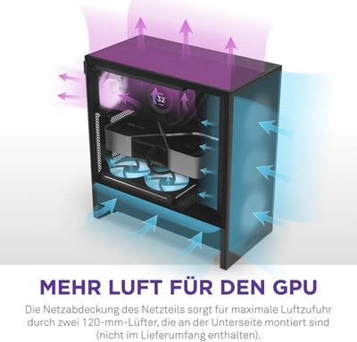 NZXT H5 Flow – Kompaktes ATX-Midi-Tower-PC-Gaming-Gehäuse – Hoher Luftstrom – 2 x 120 mm Lüfter inkl