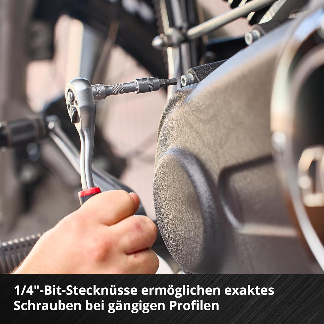 Original Einhell Werkzeugkoffer KFZ E-Case 121-tlg. (KFZ-Profi, Impact-Stecknüsse, Spezialbits, Zünd