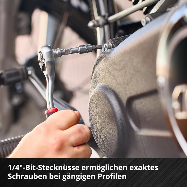 Original Einhell Werkzeugkoffer KFZ E-Case 121-tlg. (KFZ-Profi, Impact-Stecknüsse, Spezialbits, Zünd