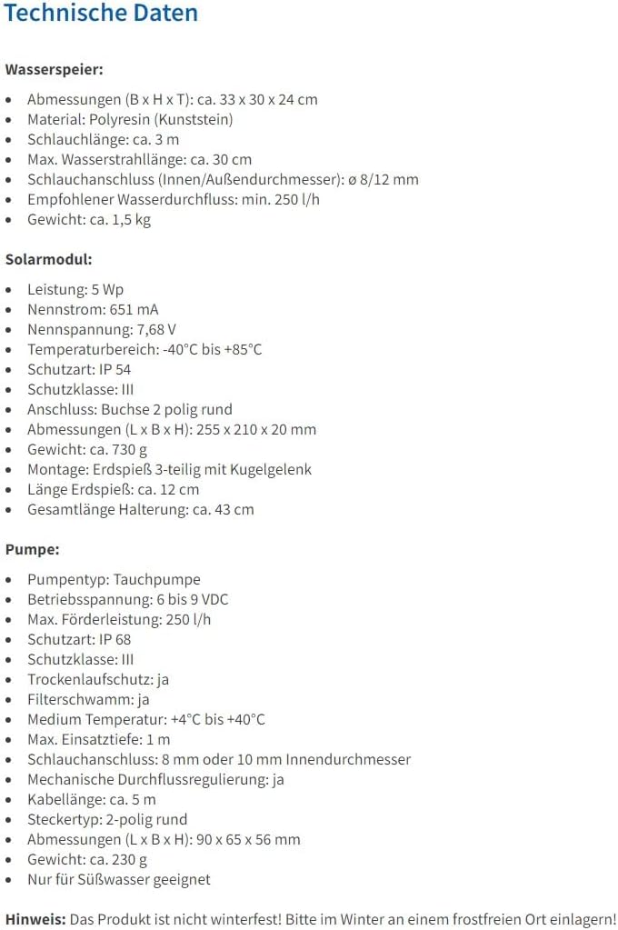 esotec Solar Set Wasserspeier Frosch sitzend, Solarpumpe, Teichfigur Gartenfigur Gartenstatue, Tauch