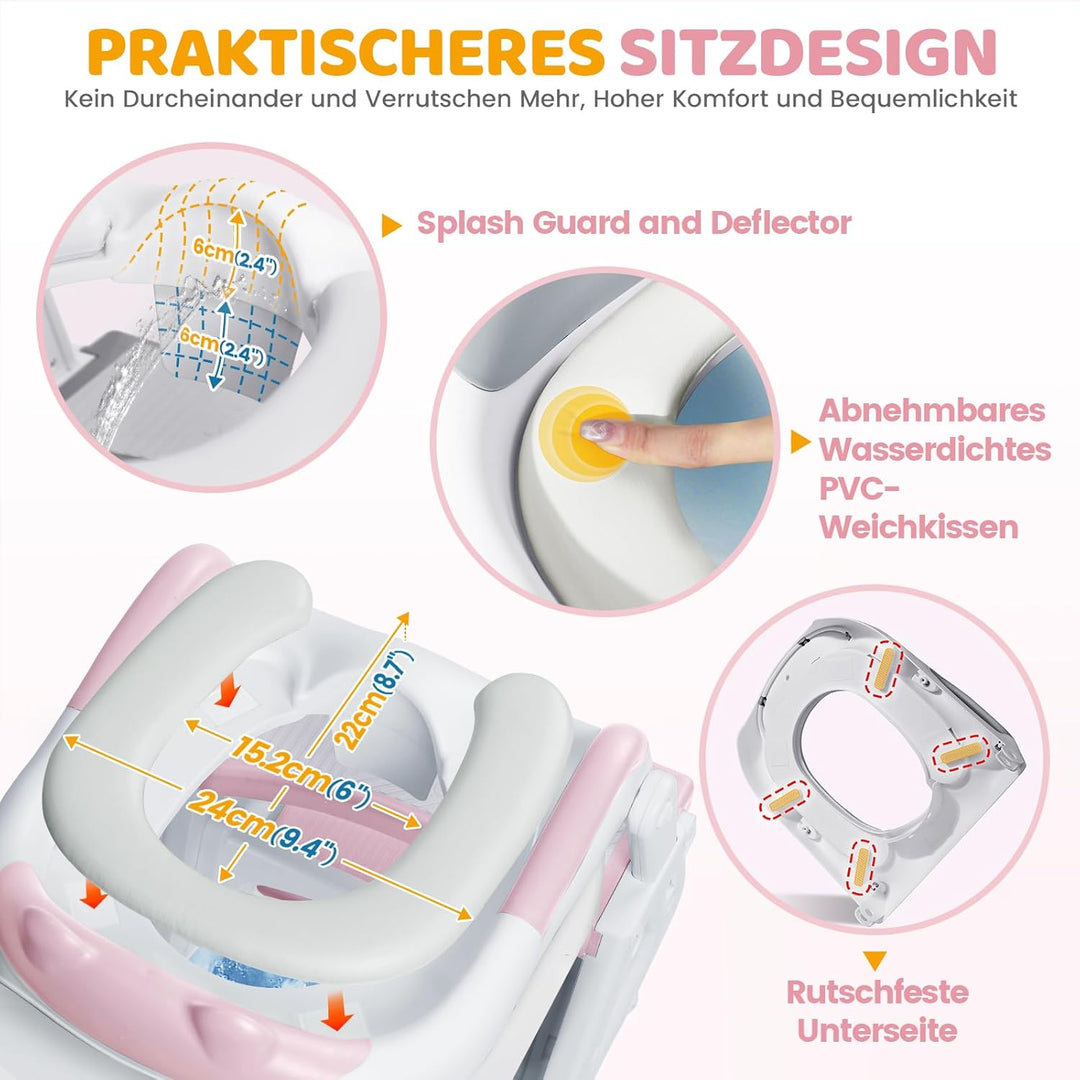 Orzbow Toilettensitz Kinder mit Treppe, Stabil Kinder Toilettensitz mit Dreiecksstruktur, Verlängert