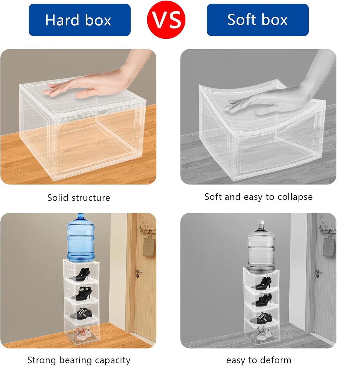 12er Set Schuhboxen Stapelbarer Schuh-Organizer transparente Schuhkartons Schuh-Display-Vitrinen aus